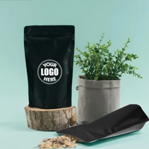 DOY POUCH WITH ZIPPER BLACK 500ml 14x22+8bgx150mic