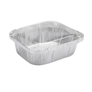 ALUMINIUM CATERING TRAY WITH CLEAR LID 465ml 147x122mm