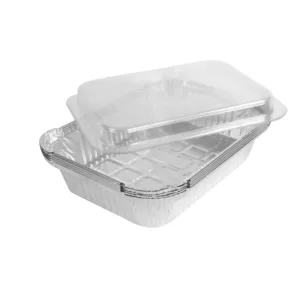 ALUMINIUM CATERING TRAY WITH CLEAR LID 890ml 210x158mm