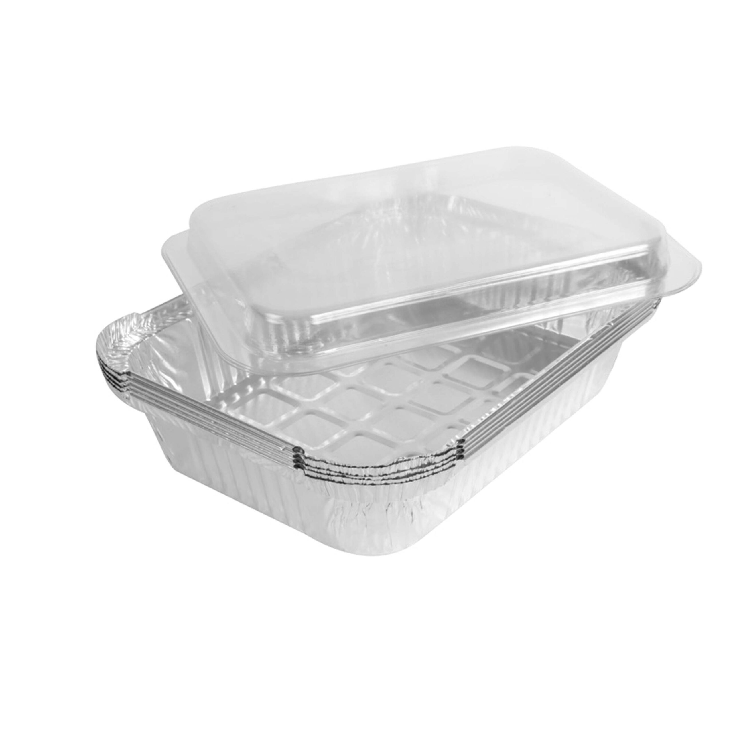ALUMINIUM CATERING TRAY WITH CLEAR LID 890ml 210x158mm - 1x250