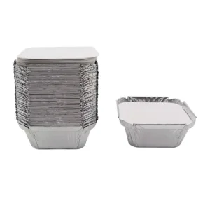 ALUMINIUM BAKING TRAY W/ POLYBOARD LID 190ml 100x100mm