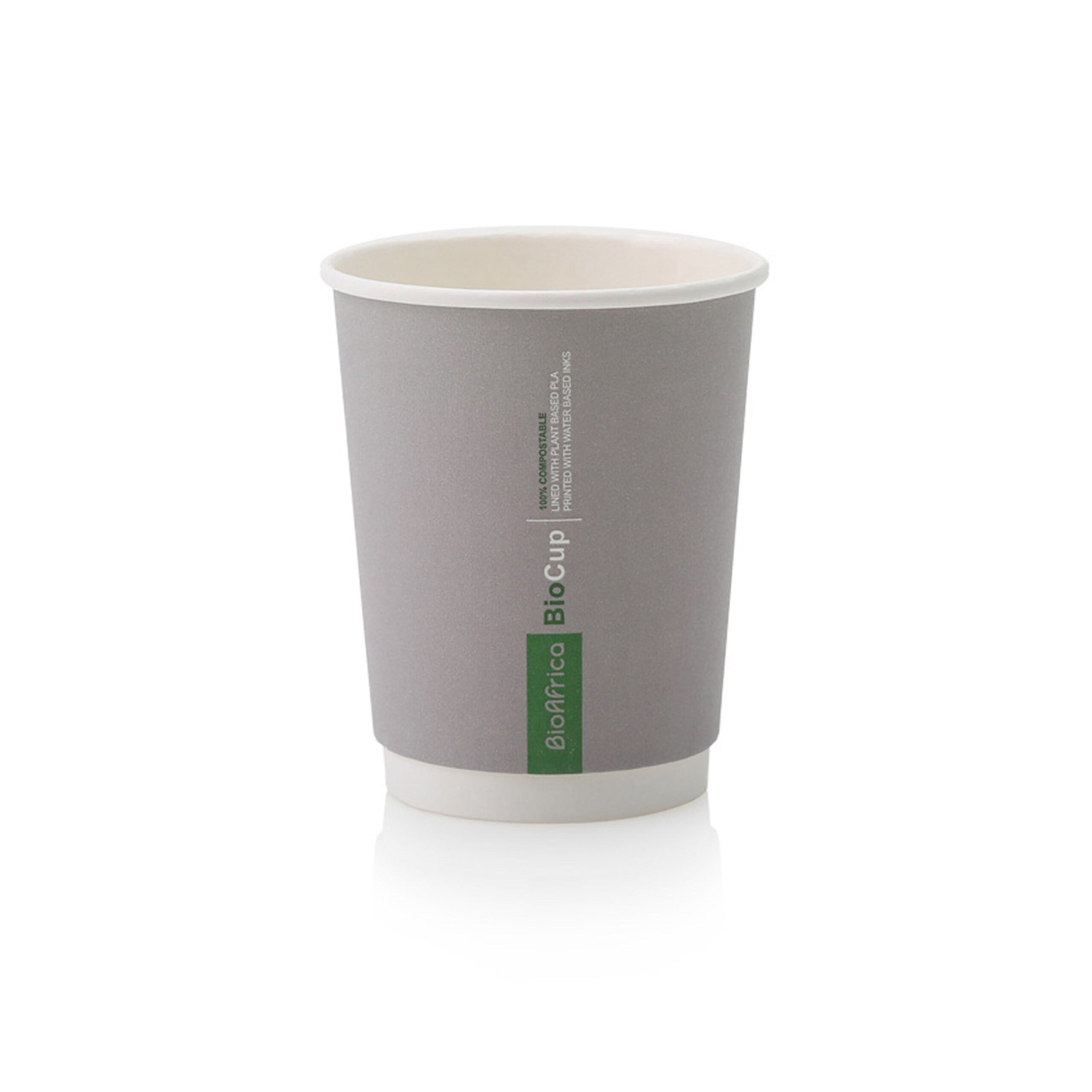 BIOAFRICA DOUBLE WALL COMPOSTABLE BIOCUP 250ml CHARCOAL 1x25