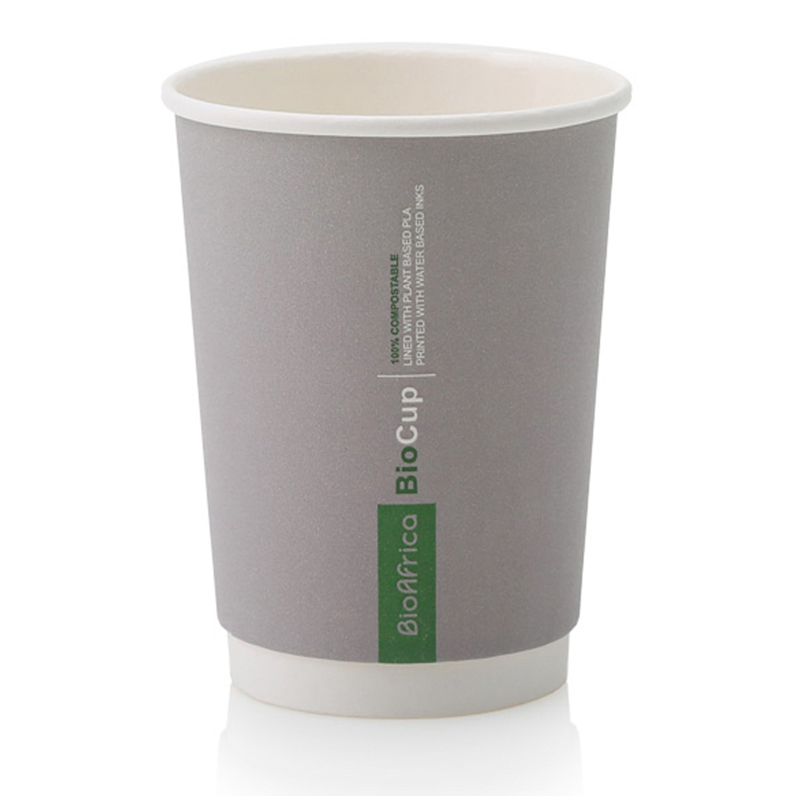 BIOAFRICA DOUBLE WALL COMPOSTABLE BIOCUP 350ml CHARCOAL 1x25