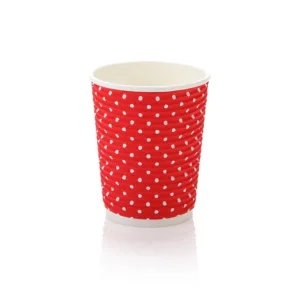 HORIZONTAL RIPPLE DOTS RED/WHITE CUP 250ml