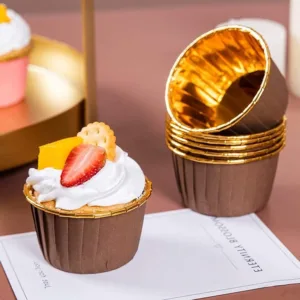 MUFFIN CUP GOLD WITH BROWN BASE 6.5cm (1x20)