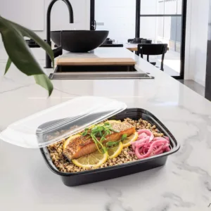 H-SELECT DISPOSABLE CONTAINER WITH LID 800ml BLACK (1x4)