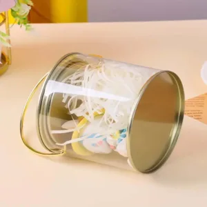 PVC CYLINDER WITH GOLD LID + HANDLES 7x9.5cm (1x12)