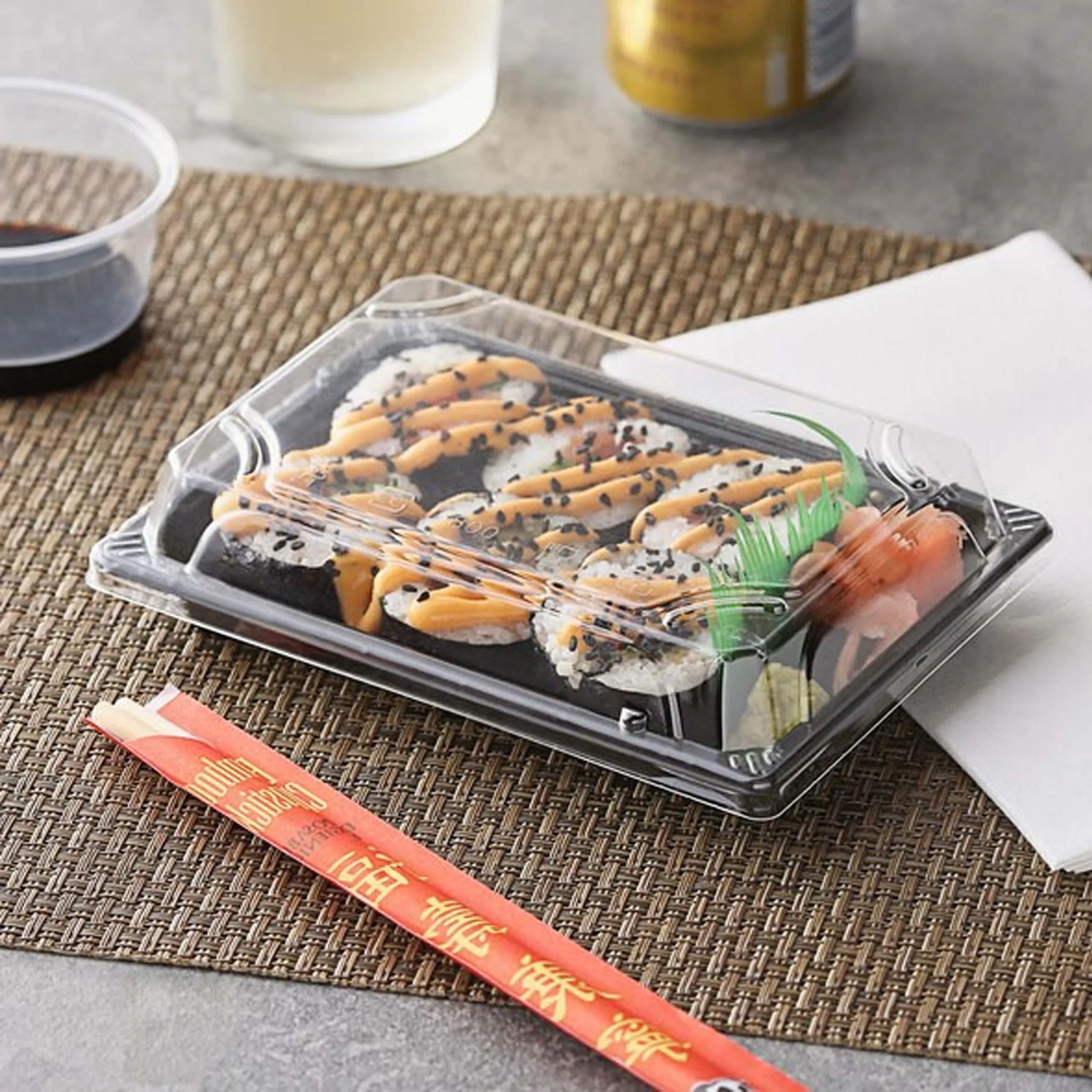 SUSHI BOX BLACK BOTTOM 18x12cmRECT. (1x10)
