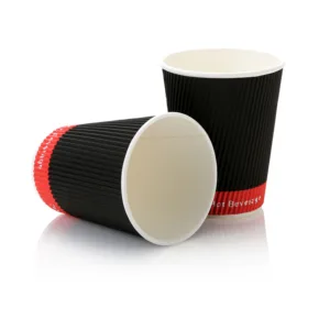 VERTICAL RIPPLE BLACK/RED CUP 350ml (1x25)