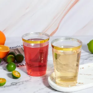 ACRYLIC CUP GOLD RIMMED 250ml (1x12)