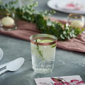 ACRYLIC CUP ROSE GOLD RIMMED 250ml (1x12)