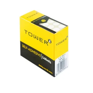 TOWER  SELF ADHESIVE ROUND WHITE LABELS 10mm (1350 LABELS)