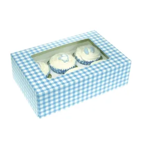 CUPCAKE BOX BLUE WITH INSERT  6cup