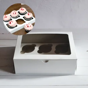 CUPCAKE BOX WHITE WITH INSERT  6cup