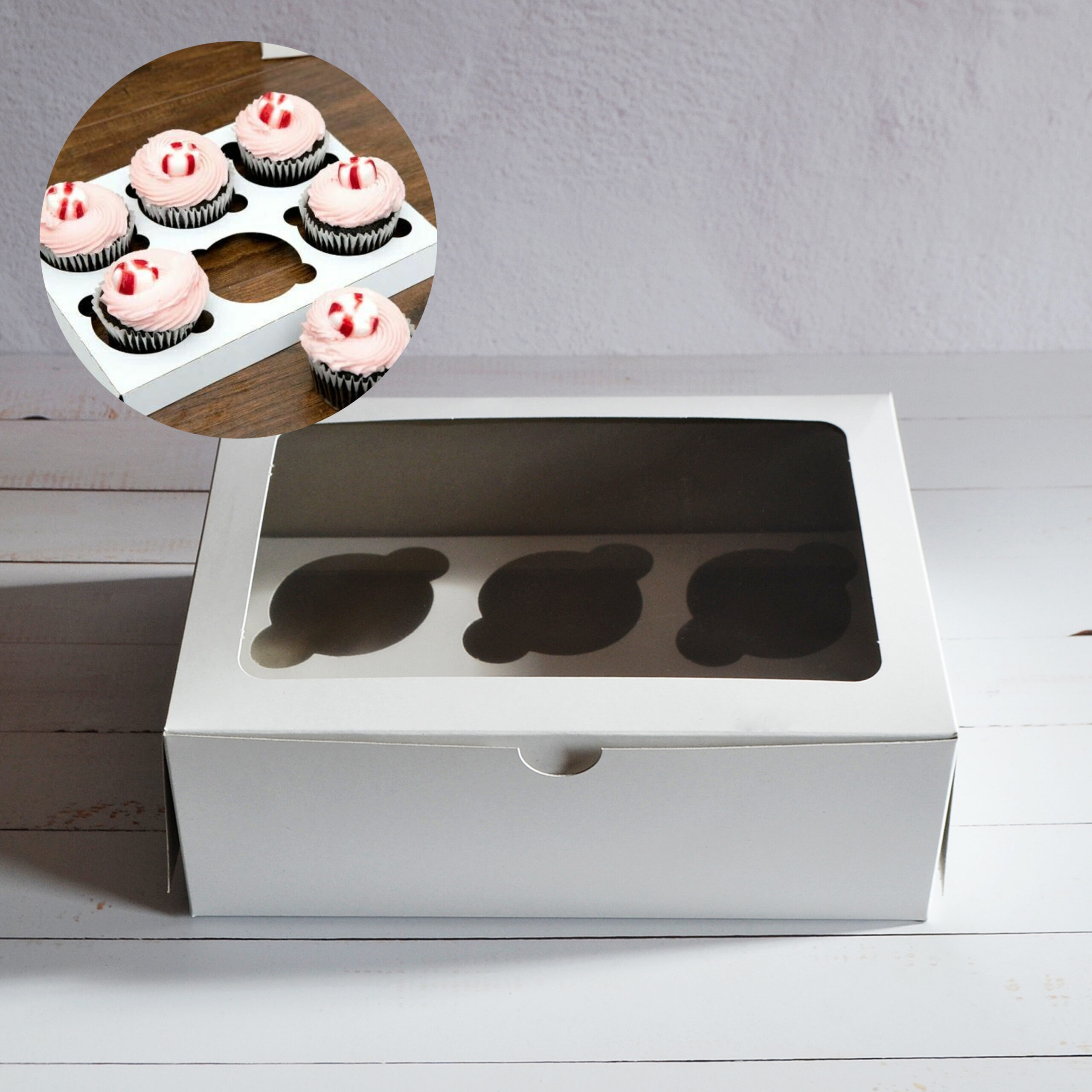 CUPCAKE BOX
WHITE WITH
INSERT  6cup