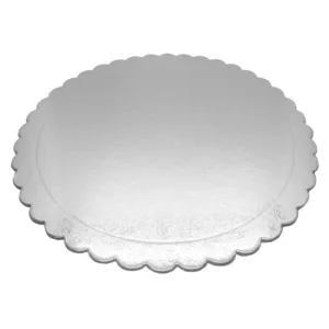 CAKE BOARD PAPER ROUND SILVER EMBOSSED 12" 2mm