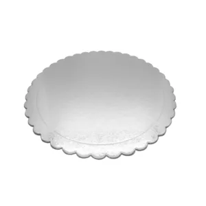 CAKE BOARD PAPER ROUND SILVER EMBOSSED 8" 2mm
