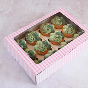 CUPCAKE BOX WITH WINDOW BLUE / PINK 12cup