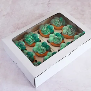 CUPCAKE BOX WITH WINDOW WHITE  12cup