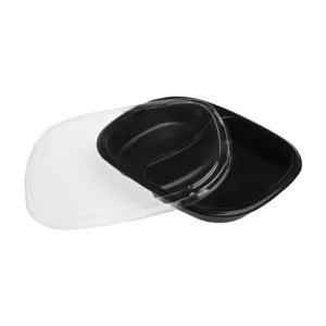 PLASTIC BLACK OVAL 2 DIV MEAL CONT & LID P467
