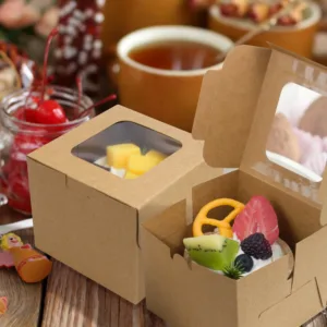 KRAFT PAPER SINGLE CUPCAKE BOX WITH INSERT 8x9x7.5cm (1x20)