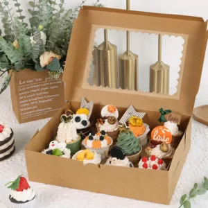 KRAFT PAPER 12 CUPCAKE BOX WITH INSERTS 32.5x25x9cm (1x20)