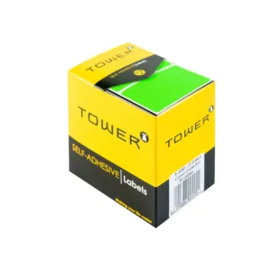 TOWER  SELF ADHESIVE FLU. GREEN LABELS 32x50mm  (50 LABELS)