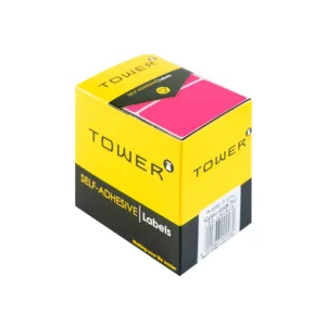 TOWER  SELF ADHESIVE FLU. PINK LABELS 32x50mm  (50 LABELS)