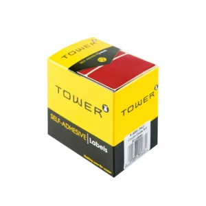 TOWER  SELF ADHESIVE FLU. RED LABELS 32x50mm  (50 LABELS)