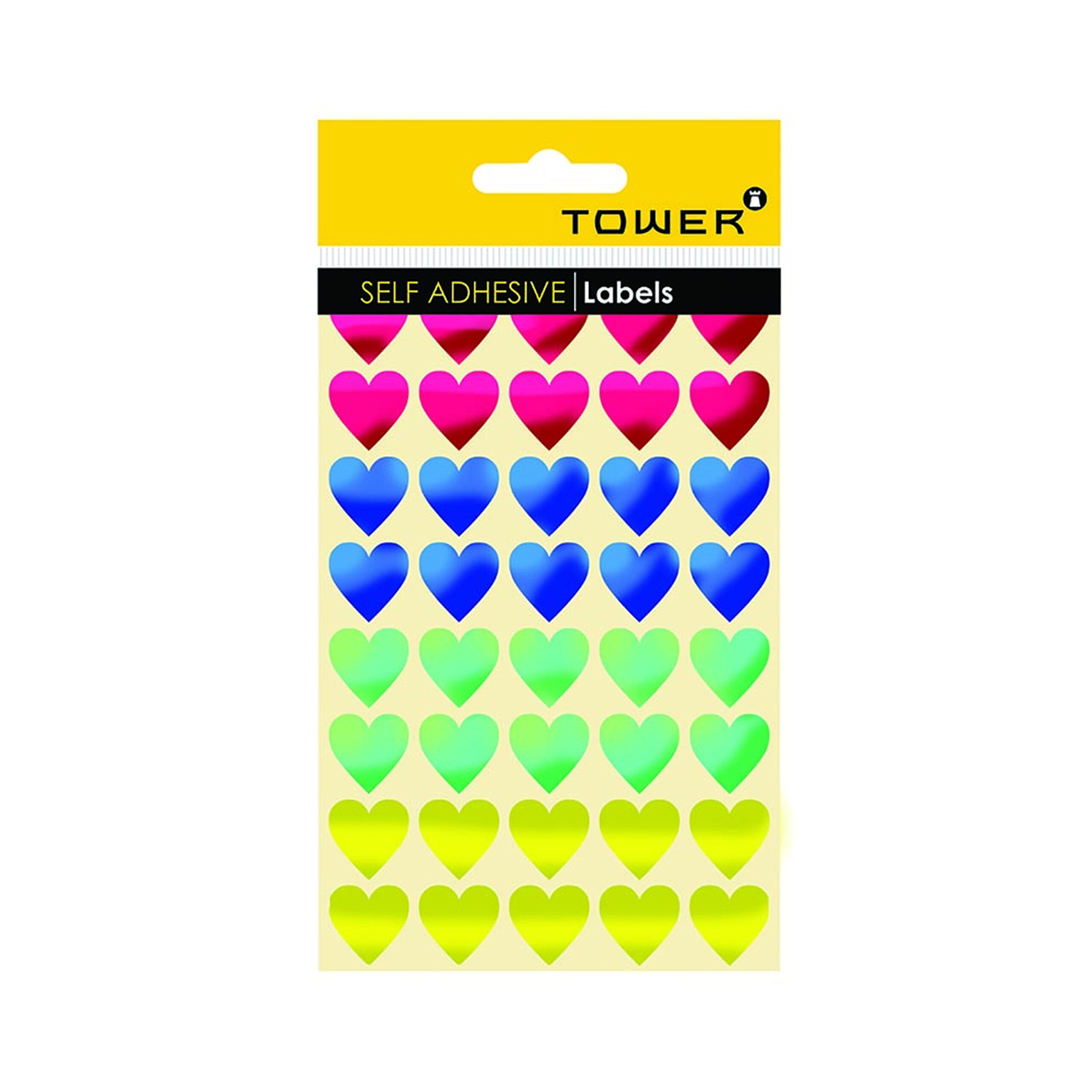 TOWER  MIXED
METALLIC HEARTS
(160 LABELS)