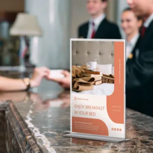 PARROT ACRYLIC MENU HOLDER DOUBLE SIDED A4 PORTRAIT