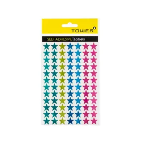 TOWER  SELF ADHESIVE "MIXED METALLIC STARS"  (168 LABELS)