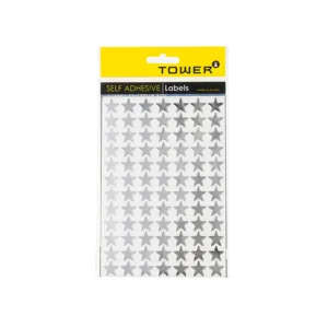 TOWER  SELF ADHESIVE "SILVER STARS"  (168 LABELS)