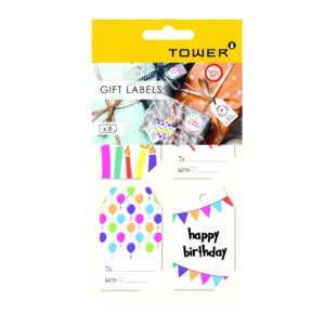TOWER GIFT LABEL HAPPY BIRTHDAY STRING TAG (1x8) (TBD)