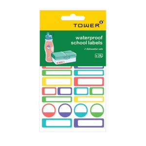 TOWER WATERPROOF SCHOOL LABELS (28 LABELS) (TBD)