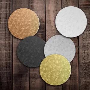 EMBOSSED  THIN CAKE BOARD ROUND 8"