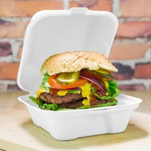 FOAM BURGER BOXES #6 WHITE 153x157x74mm