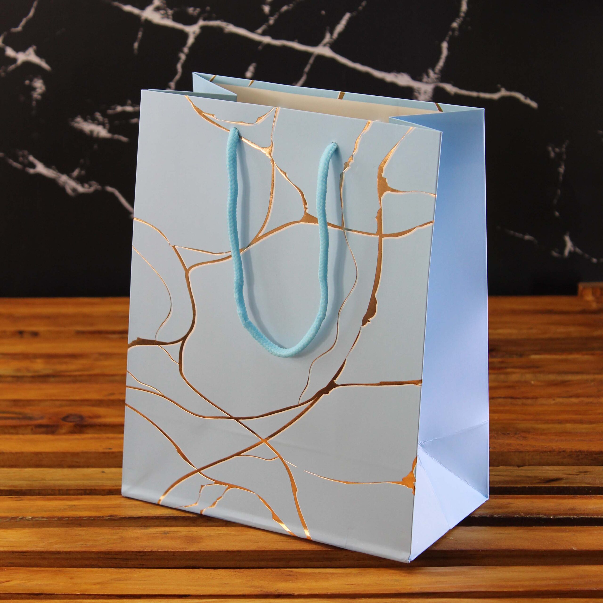 GIFT BAG 18x10x23cm MARBLE DESIGN ASSORTED COLOURS - 1x1