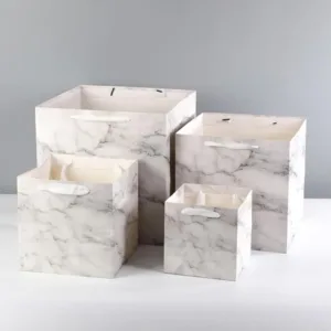 GIFT BAG MEDIUM 25x25x25cm MARBLE WHITE