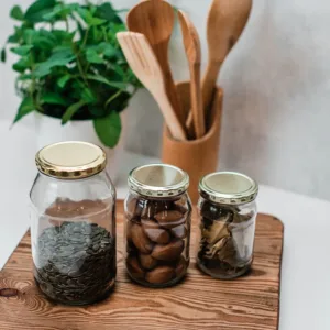 GLASS JAR FARRAGO WITH GOLD LID 250ml