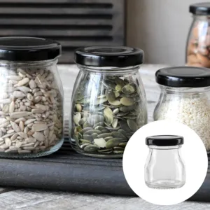 GLASS JAR OVAL WITH BLACK LID 100ml