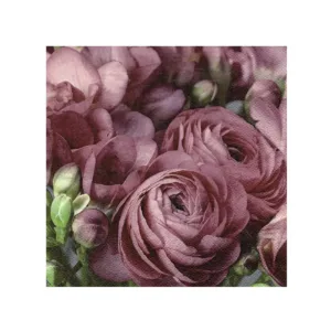 3 PLY SERVIETTES 33X33 FRESIA & PERSIAN B/CUP BURG 20s