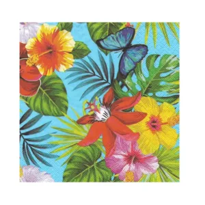 3 PLY LUNCH SERVIETTES 33X33 JUNGLE FEVER TEAL BLUE 20s(TBD)
