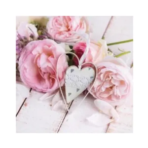 3 PLY LUNCH SERVIETTES 33X33 PIVOINES AVEC COEUR 20s (TBD)