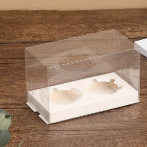 CUPCAKE BOX PVC WITH INSERT 2 CAVITY 18x10x10cm