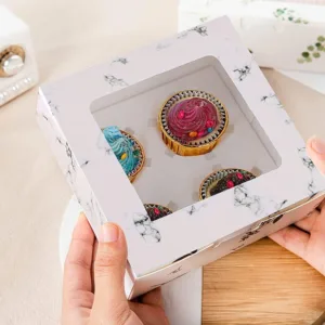 BAKERY BOX WITH INSERTS 4 CAVITY WHITE 16x16x7.5cm