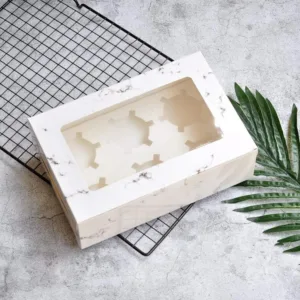 BAKERY BOX WITH INSERTS 6 CAVITY WHITE 24x16x7.5cm