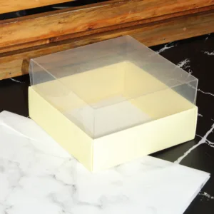 PAPER GIFT BOX & PVC LID 13x13x7.5cm