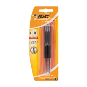 BIC CLIC PEN BLACK 2PC IN BLISTER PACK