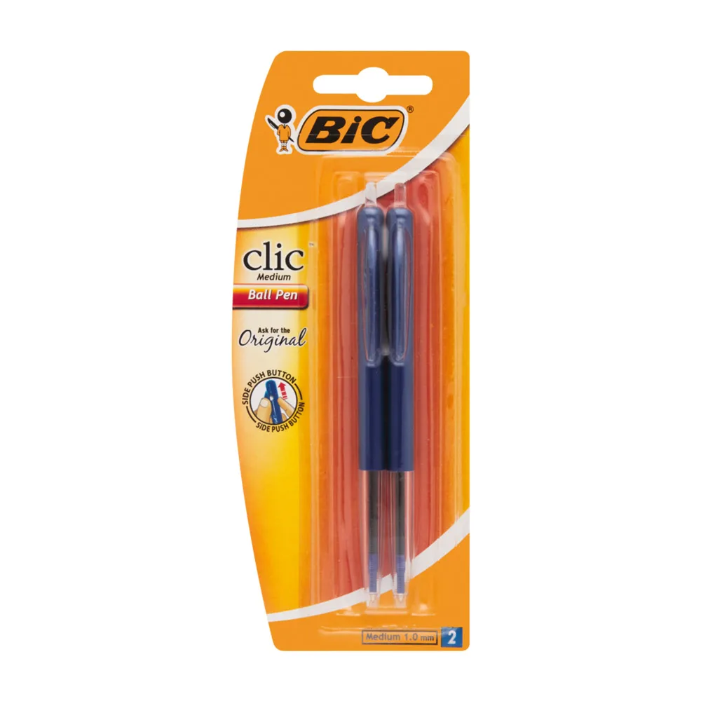 BIC CLIC PEN BLUE 2PC IN BLISTER PACK
